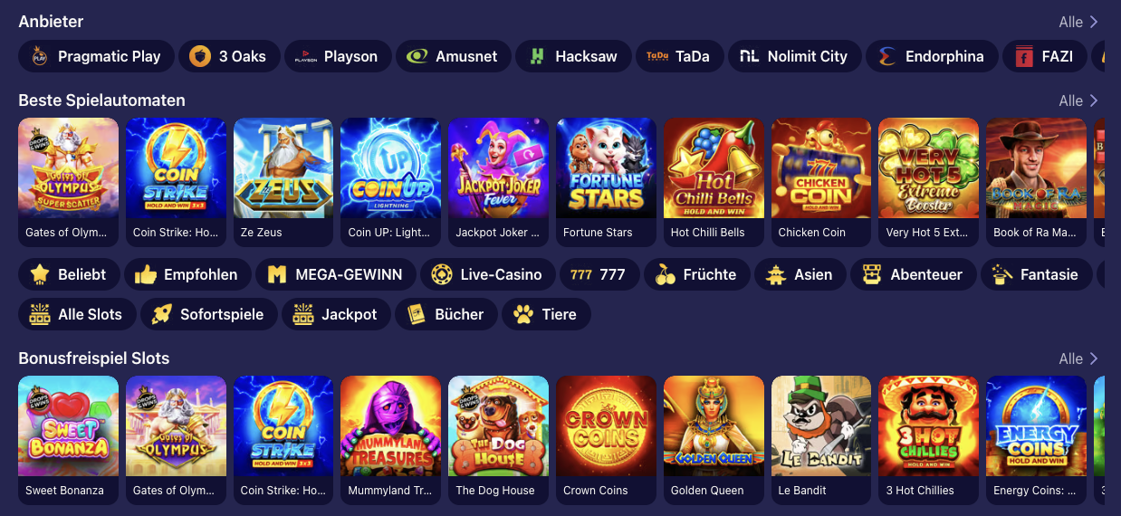 BetMatch Casino Spielautomaten – Beste Slots für Deutschland
