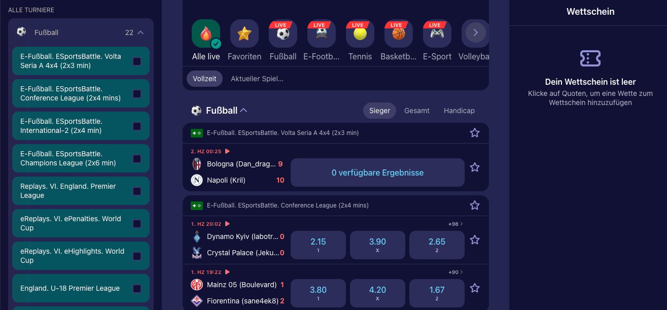 BetMatch Live Wetten Echtzeit